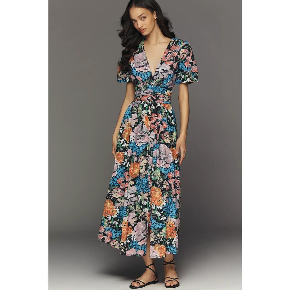nwt by ANTHROPOLOGIE sz M The Katerina Button Front dress in Nancy Mckie edition